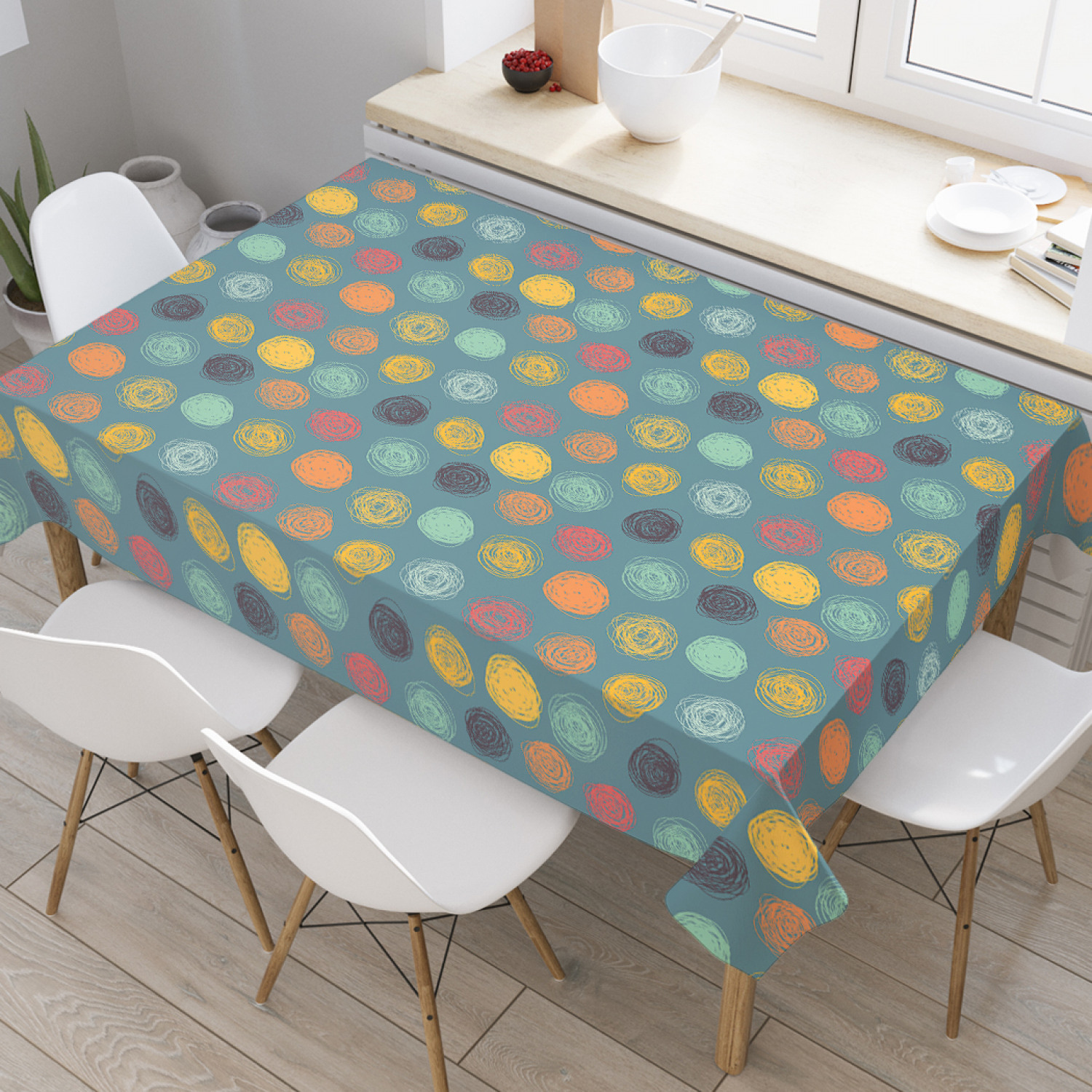 

Скатерть прямоугольная JoyArty "Разноцветные шары" из оксфорда, 120x145 см, Зеленый, Разноцветные шары