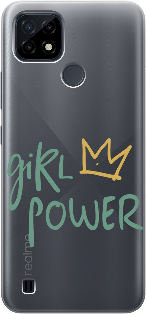 

Силиконовый чехол на realme C21 "Girl Power!" прозрачный, Прозрачный;зеленый, 1750
