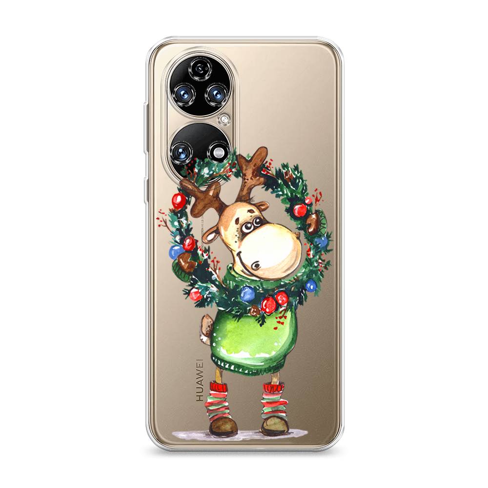 

Чехол на Huawei P50 "Олень с новогодним венком", 6104950-4