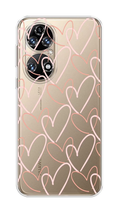 

Чехол на Huawei P50 "Узор из сердечек", Розовый;бежевый, 6104950-6