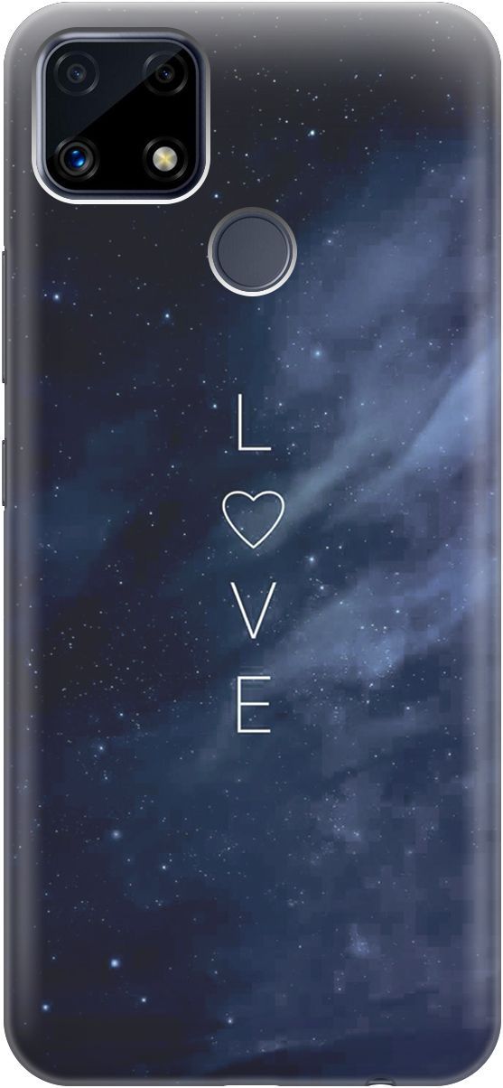 

Силиконовый чехол на Realme C25 "Ночное небо и любовь", Синий;черный, 4156