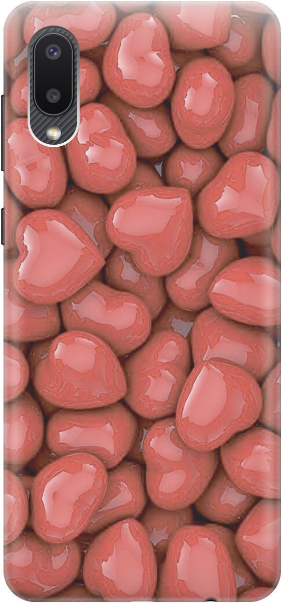 

Силиконовый чехол на Samsung Galaxy A02 "Красные сердечки", Красный, 4042