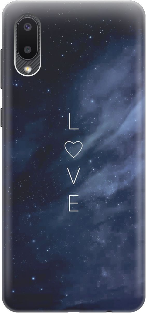 

Силиконовый чехол на Samsung Galaxy A02 "Ночное небо и любовь", Синий;черный, 4042