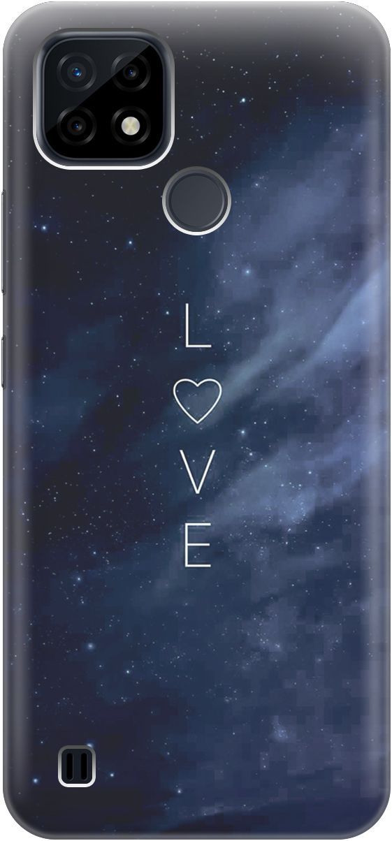 

Силиконовый чехол на realme C21 "Ночное небо и любовь", Синий;черный, 4039