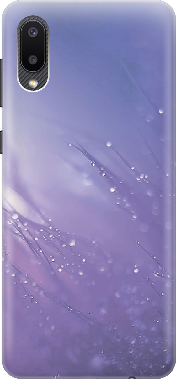 

Силиконовый чехол на Samsung Galaxy A02 "Капли на синей траве", Белый;синий, 3474