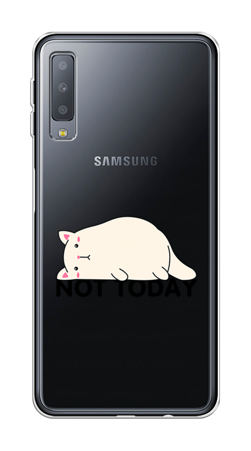 

Чехол на Samsung Galaxy A7 2018 "Cat not today", Белый;розовый;черный, 26750-1