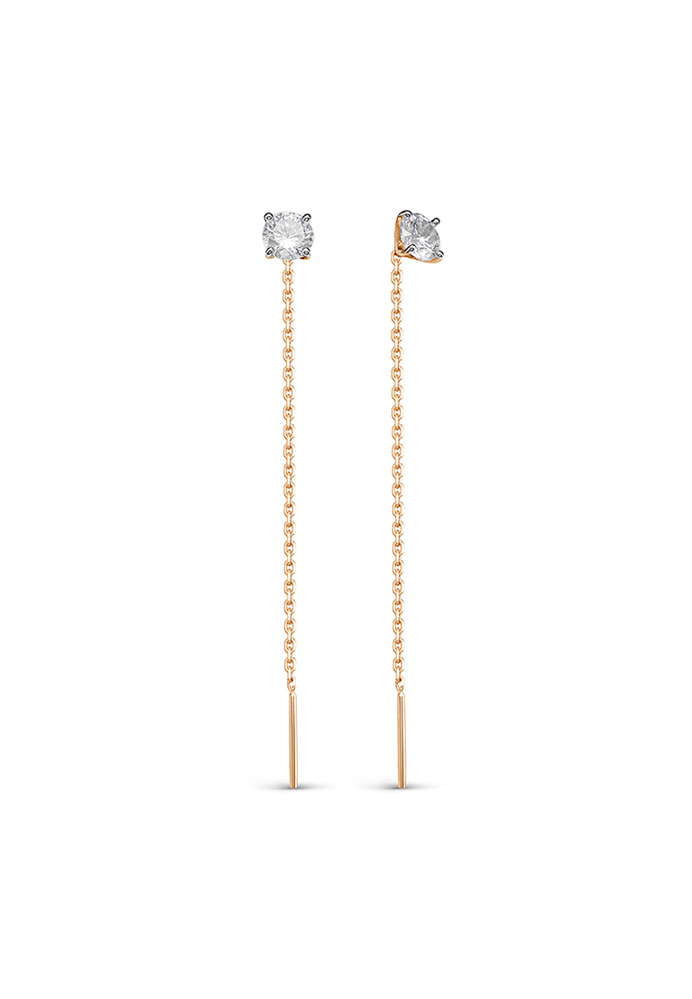 

Серьги продевки из красного золота с фианитом Kari Jewelry 140114, 140114