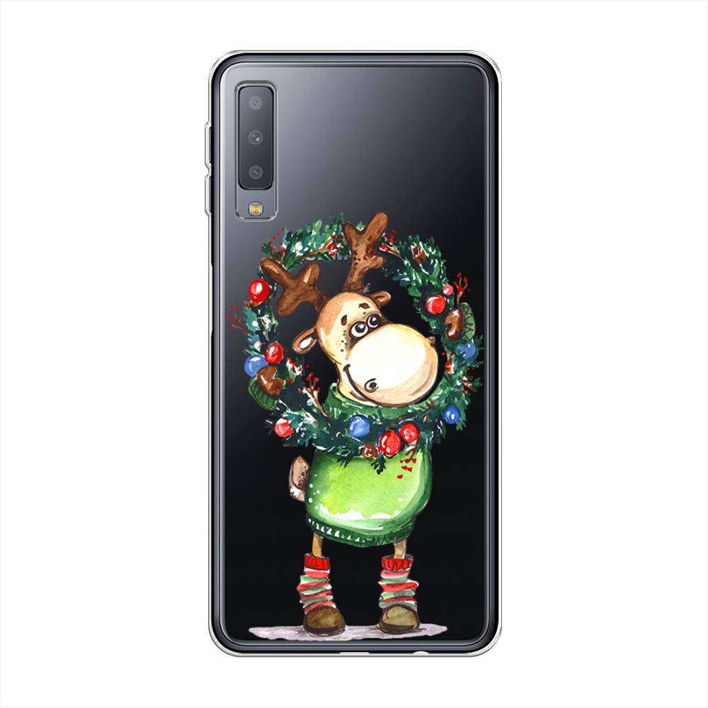 

Чехол на Samsung Galaxy A7 2018 "Олень с новогодним венком", 26750-4