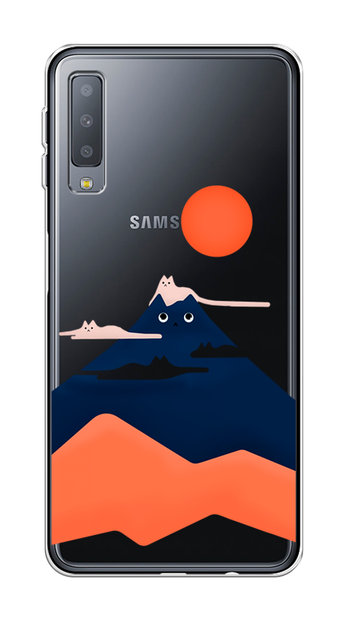 

Чехол на Samsung Galaxy A7 2018 "Кот-гора", Черный;оранжевый, 26750-4