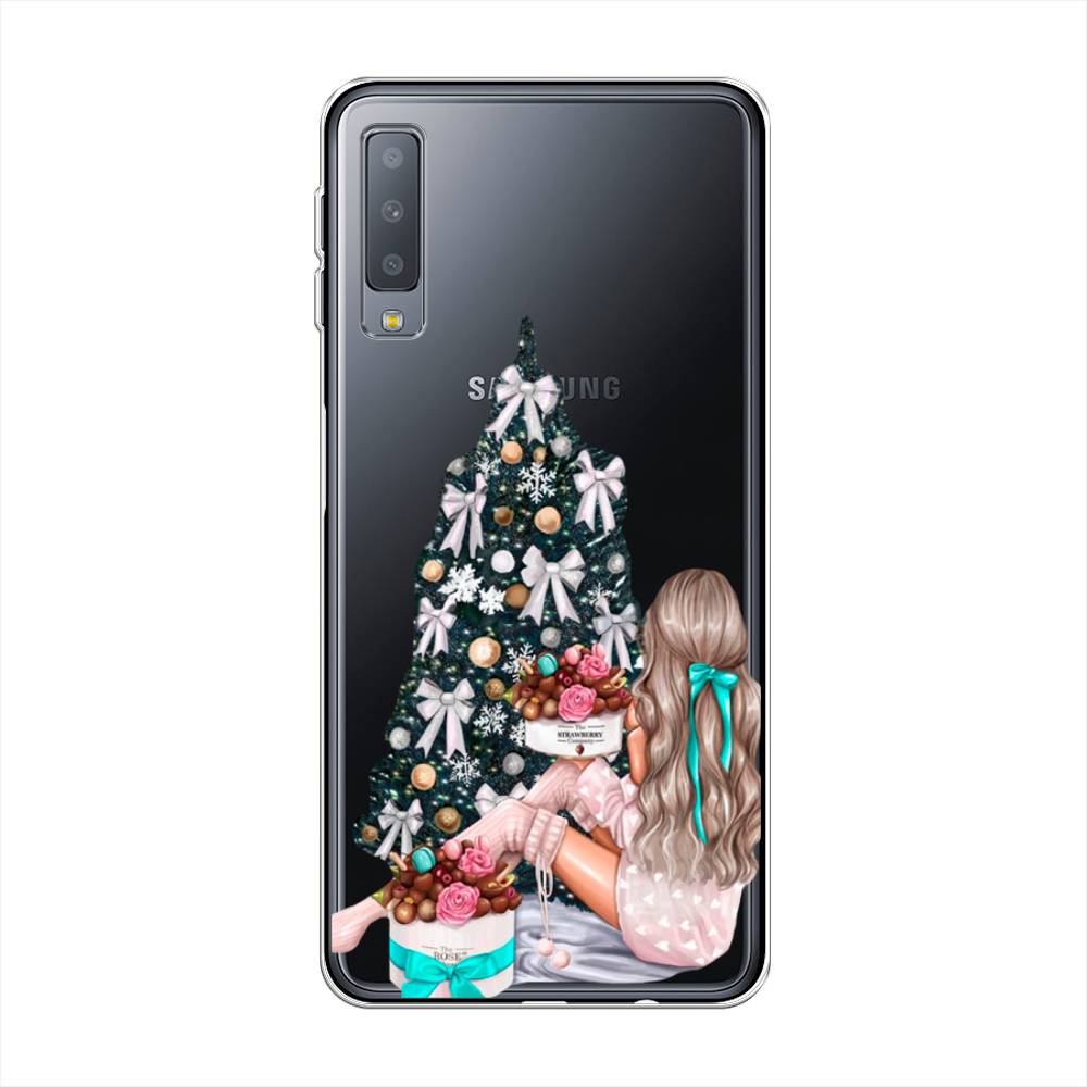 

Чехол на Samsung Galaxy A7 2018 "New Year", Зеленый;бежевый;голубой, 26750-5
