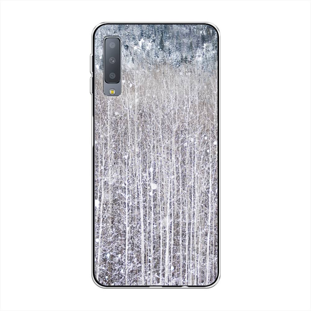 

Чехол на Samsung Galaxy A7 2018 "Снежный лес", Бежевый;серый;белый, 26750-5