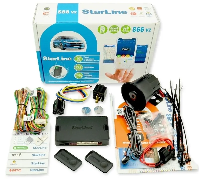 Автосигнализация StarLine S66 v2 BT 2CAN-4LIN 2SIM GSM