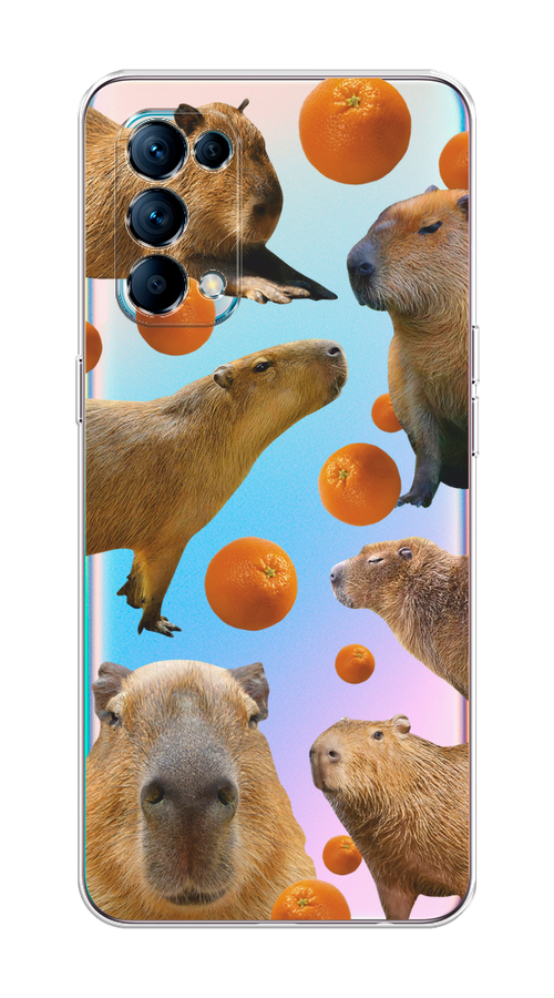 

Чехол на Oppo Reno 5 "Капибара и апельсины", Бежевый;оранжевый, 255250-1