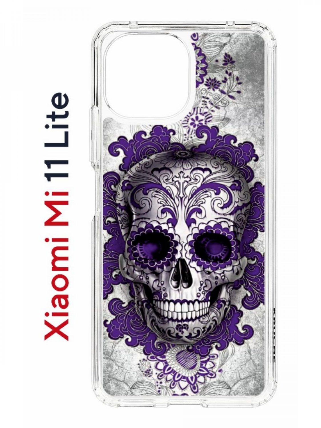 фото Чехол на xiaomi mi 11 lite kruche print sugar skull,противоударный бампер,с защитой камеры кruче