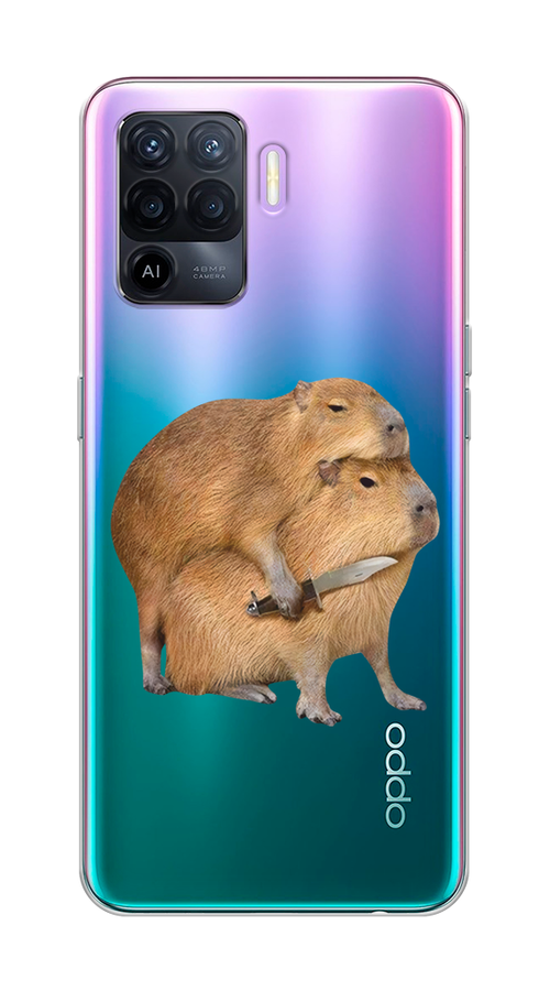 

Чехол на Oppo Reno 5 Lite "Капибара с ножом", Бежевый, 255150-1