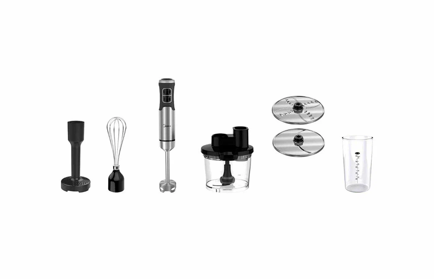 

Погружной блендер Midea MC-BL802 серебристый, черный, MC-BL802