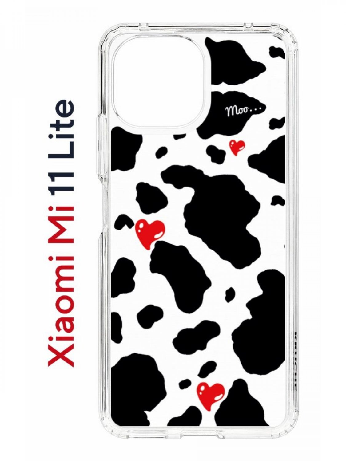 Чехол на Xiaomi Mi 11 Lite Kruche Print Корова,противоударный бампер,с защитой камеры