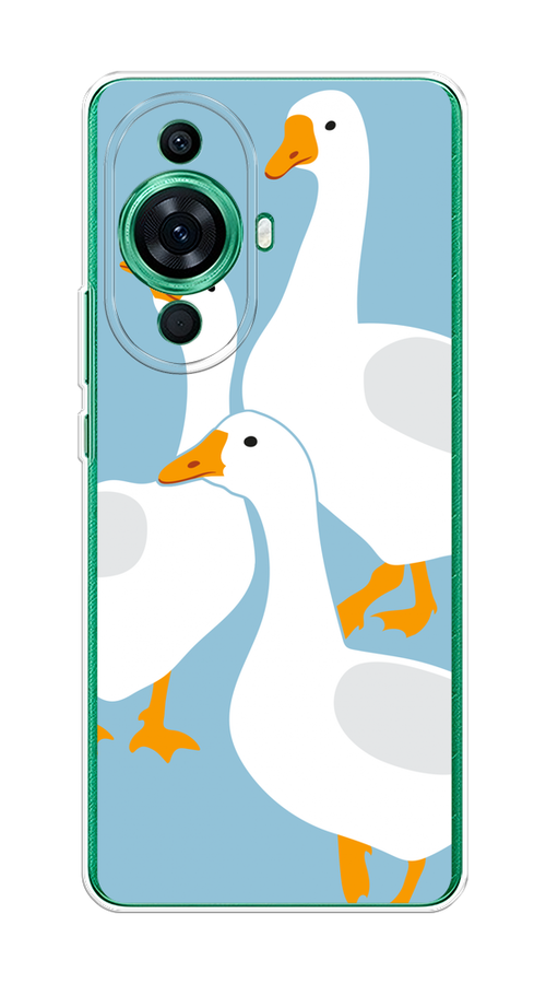 

Чехол на Huawei Nova 11 Pro "Гусиное трио", Голубой;белый;серый;желтый, 6121350-1