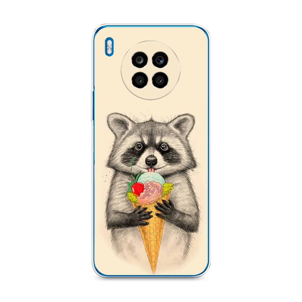 

Чехол Awog на Honor 50 Lite "Енот с мороженым", Бежевый;серый, 6106450-10