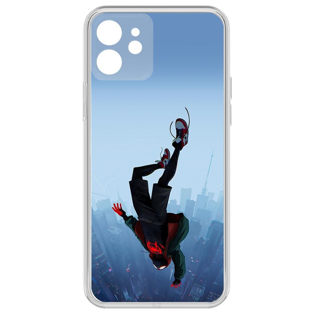

Чехол-накладка Clear Case Человек-Паук. Майлз Моралес для iPhone 12 с защитой камеры, Прозрачный