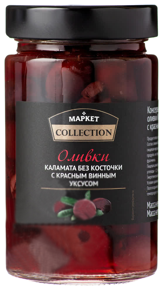 

Оливки Market Collection Каламата без косточки с красным винным уксусом 295г