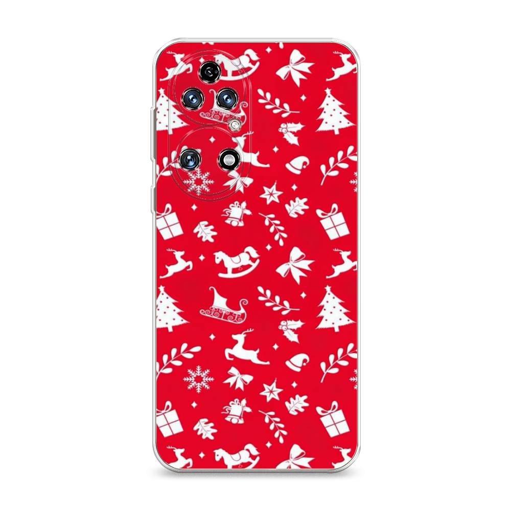 

Чехол на Huawei P50 "Красный новогодний фон", Красный;белый, 6104950-5