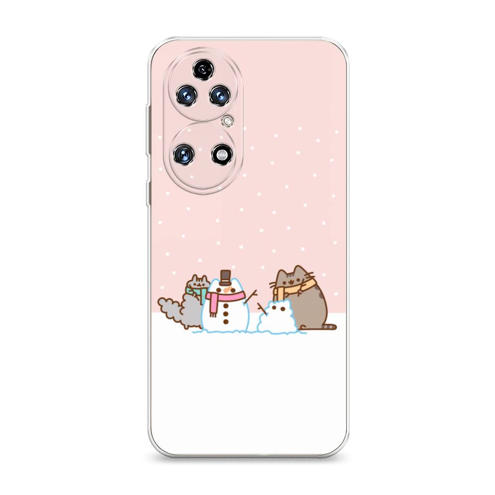 

Чехол на Huawei P50 "Котики в снегу", Розовый;белый;серый, 6104950-5