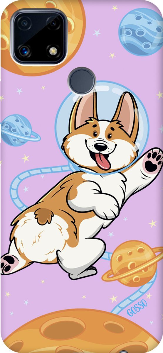 

Чехол на Realme C25 "CosmoCorgi" сиреневый, Фиолетовый;коричневый, 3838
