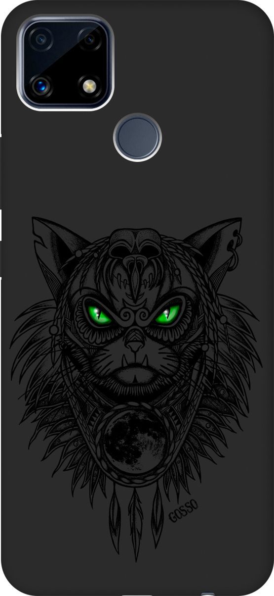 

Матовый чехол на Realme C25 "Shaman Cat" черный, Черный;зеленый, 3834