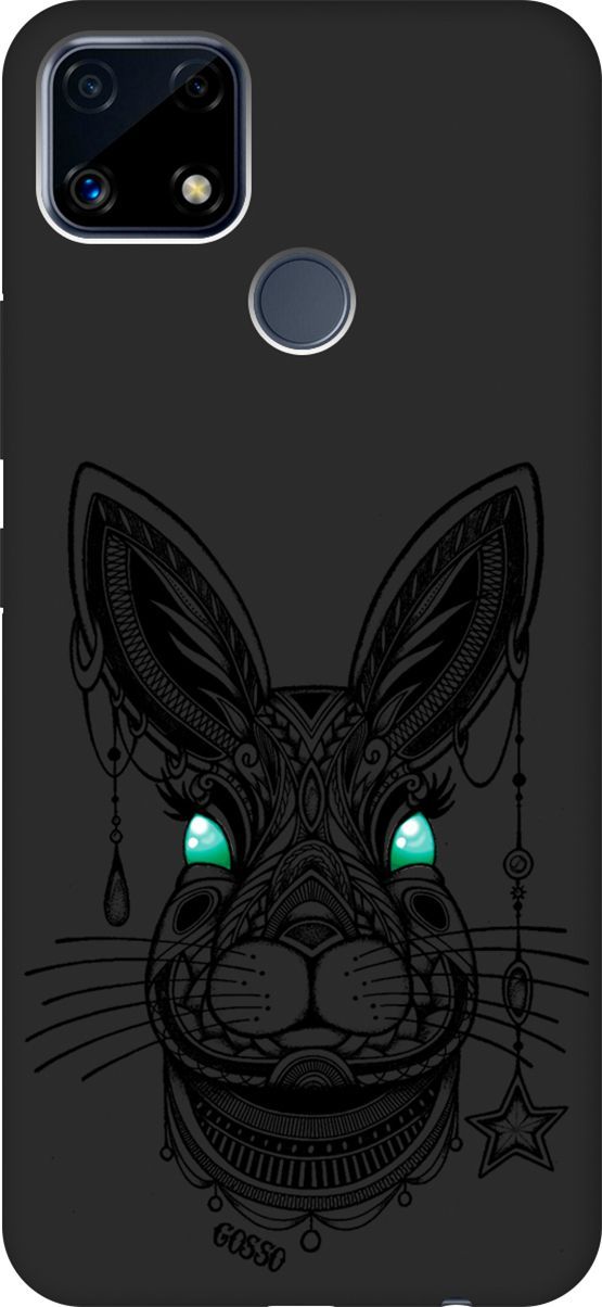 

Матовый чехол на Realme C25/C25S "Grand Rabbit" черный, Черный;голубой, 3834