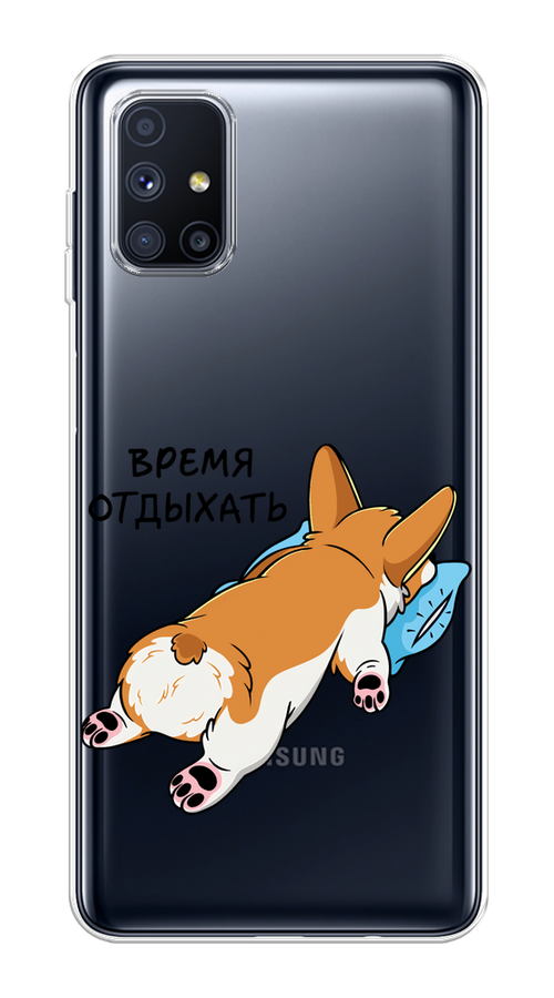 

Чехол на Samsung Galaxy M51 "Корги отдыхает", Черный;коричневый;голубой, 2101550-1