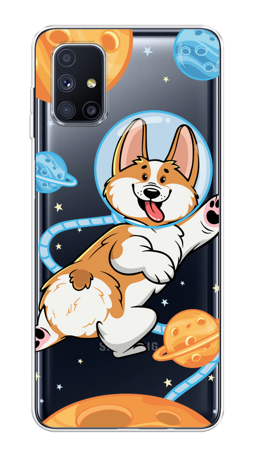 

Чехол на Samsung Galaxy M51 "Корги-космонавт", Голубой;бежевый;белый, 2101550-1