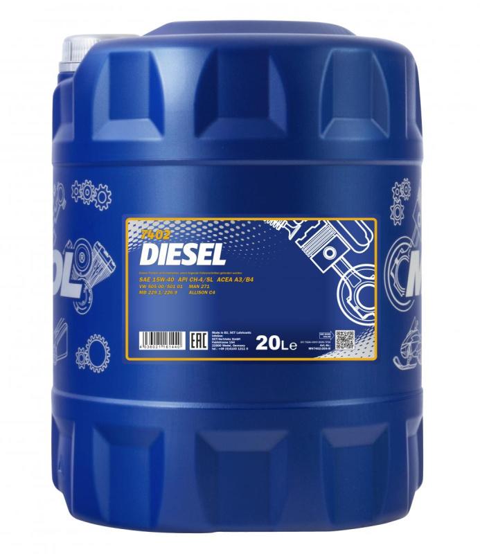 Моторное масло MANNOL DIESEL 7402 15W-40 20 л 13048₽