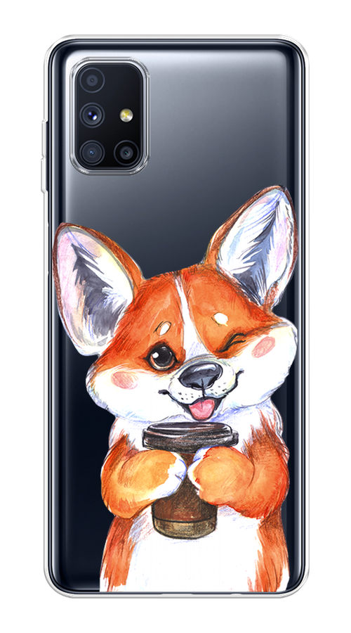 

Чехол на Samsung Galaxy M51 "Корги с кофе", Оранжевый;белый, 2101550-4