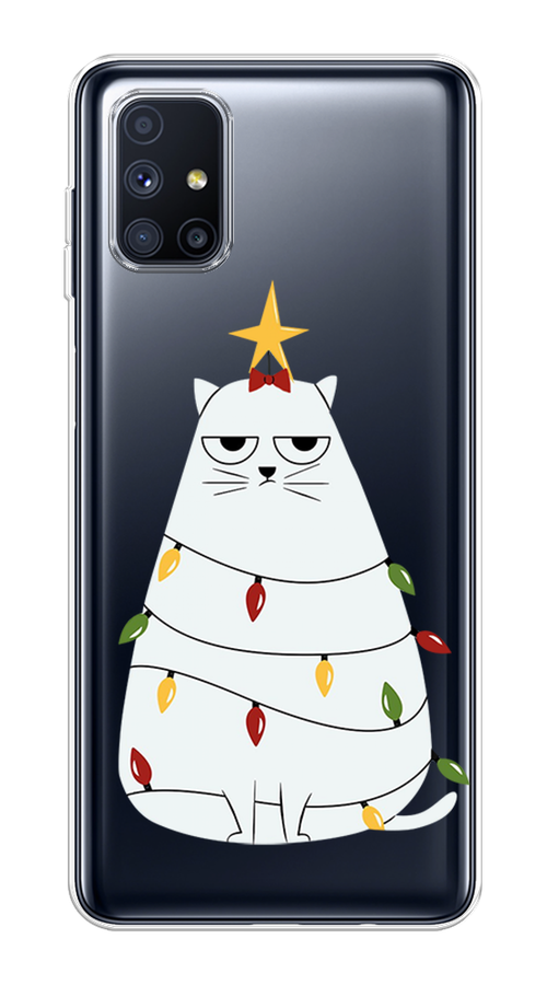 

Чехол на Samsung Galaxy M51 "Котик в гирлянде", Белый;красный;желтый, 2101550-1