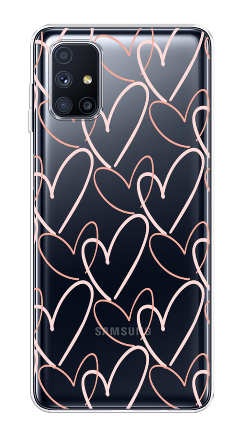 

Чехол на Samsung Galaxy M51 "Узор из сердечек", Розовый;бежевый, 2101550-6
