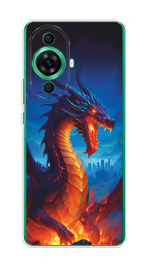 

Чехол на Huawei Nova 11 Pro "Дракон над лавой", Оранжевый;коричневый;синий, 6121350-1