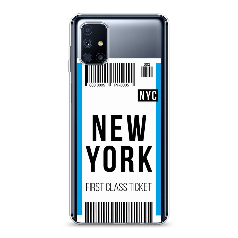 

Чехол на Samsung Galaxy M51 "Билет в Нью-Йорк", Белый;голубой, 2101550-6