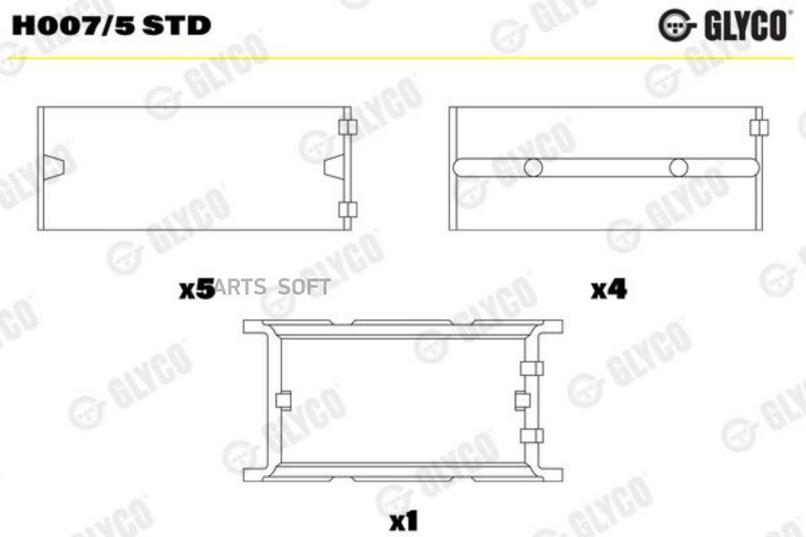 

Вкладыши Коренные GLYCO H0075STD