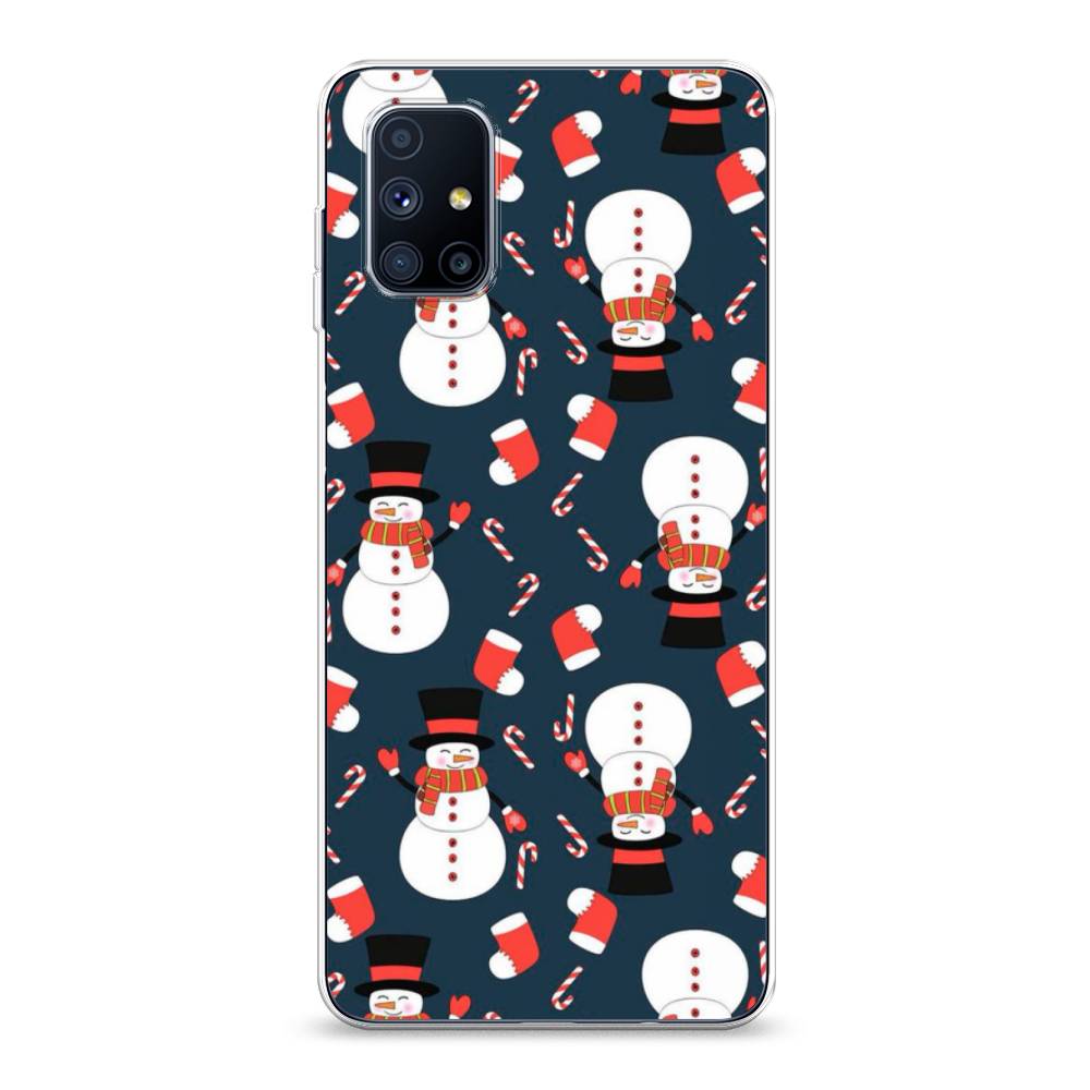 

Чехол на Samsung Galaxy M51 "Синие снеговики", Синий;белый;красный, 2101550-5