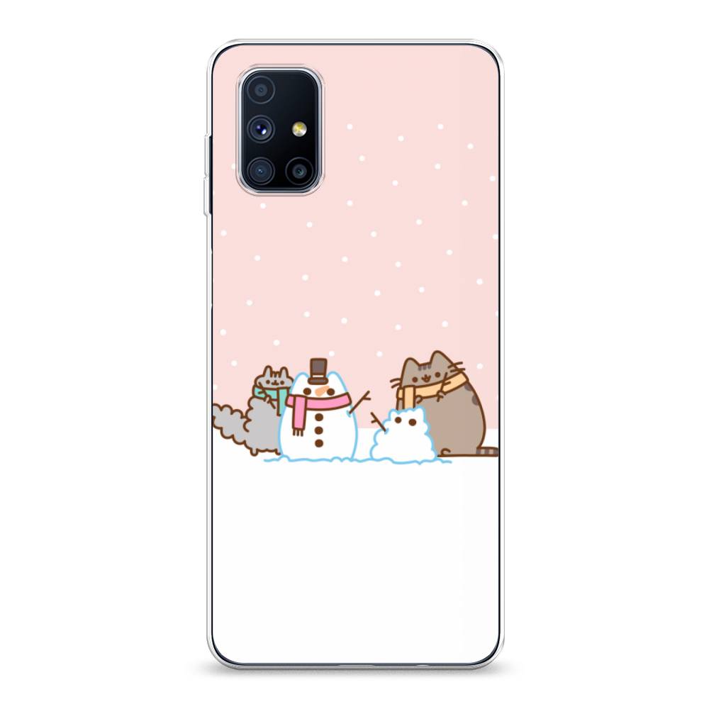 

Чехол на Samsung Galaxy M51 "Котики в снегу", Розовый;белый;серый, 2101550-5