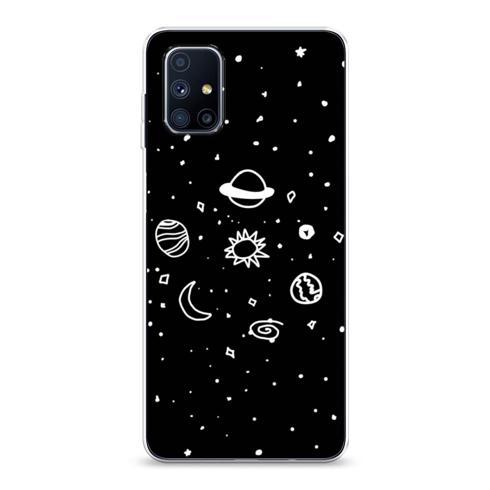 

Чехол на Samsung Galaxy M51 "Дудл солнечной системы", Бежевый;серый, 2101550-2