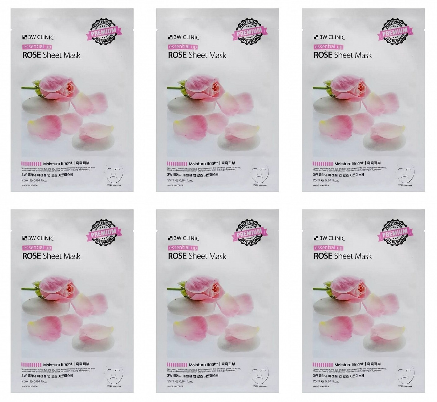 

Тканевая маска 3W Clinicс экстрактом розы 6шт