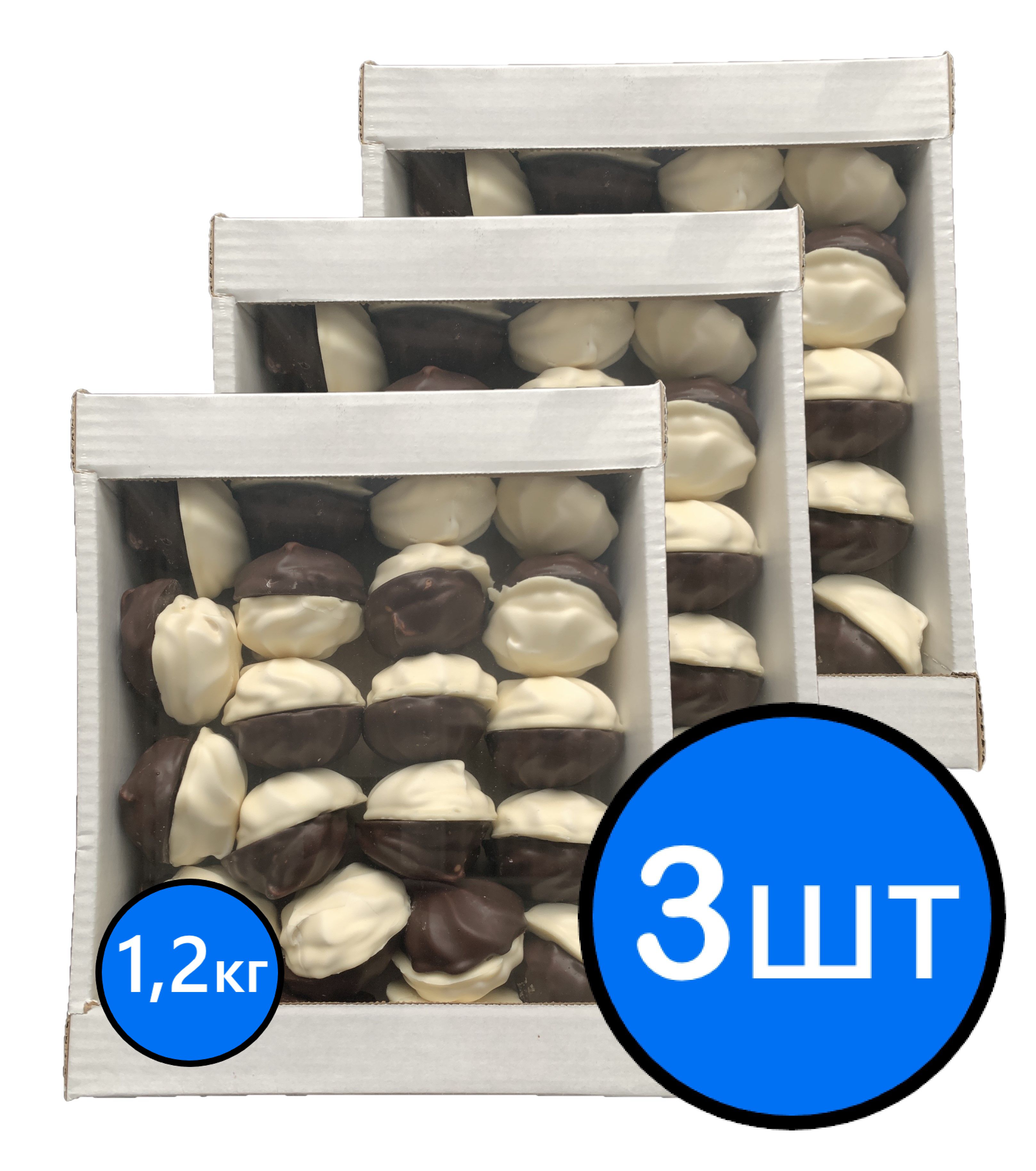 

Зефир Кронштадская КФ АССОРТИ глазированный темной и белой глазурью ванильный, 1,2кг х 3шт