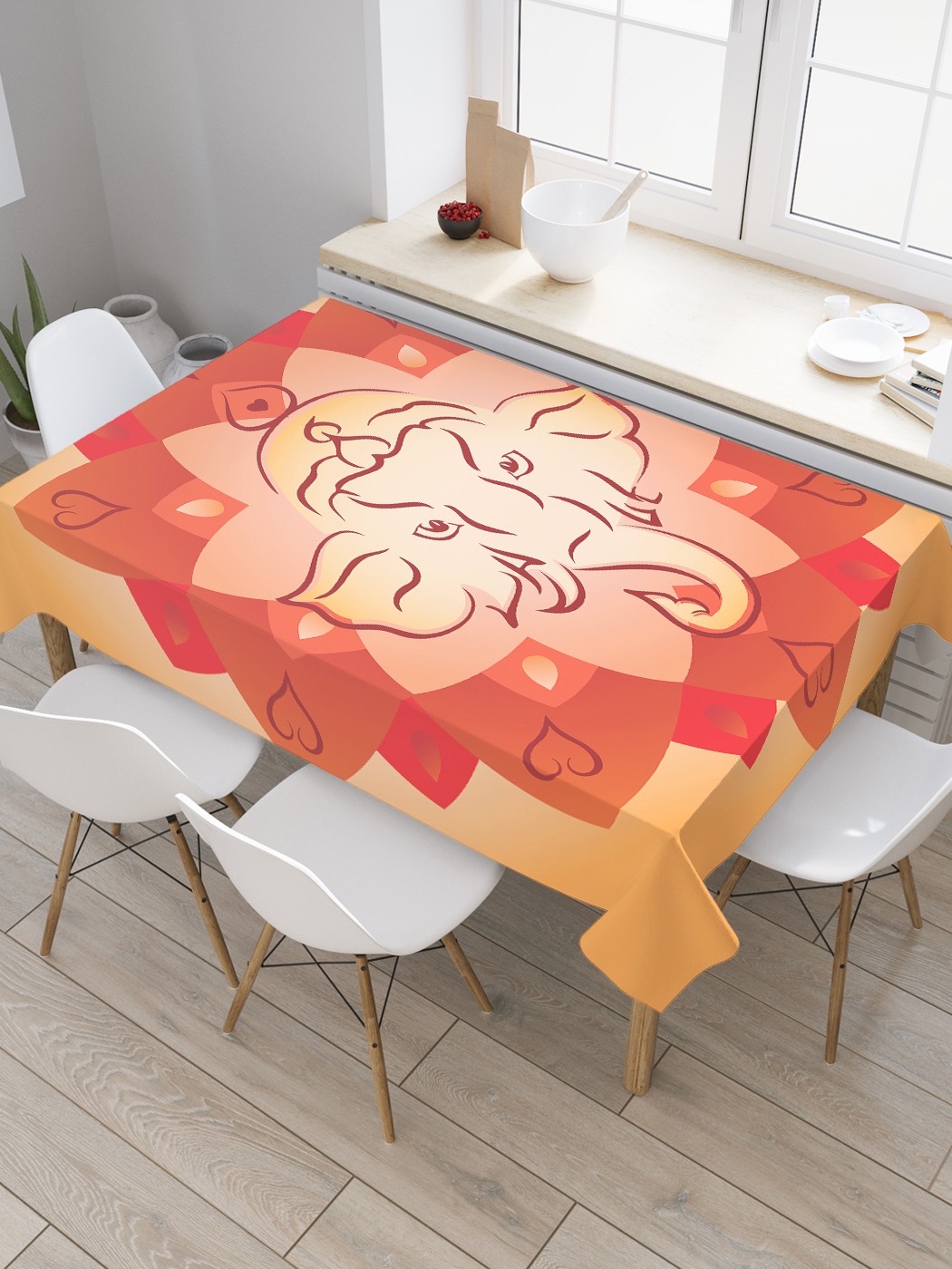 

Скатерть прямоугольная JoyArty "Ганеша в цветке" из оксфорда, 120x145 см, Коричневый, Ганеша в цветке