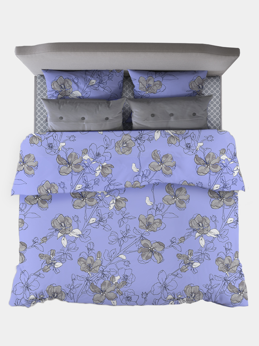 фото Комплект постельного белья семейный galtex компаньон: цветы сакуры лавандовый