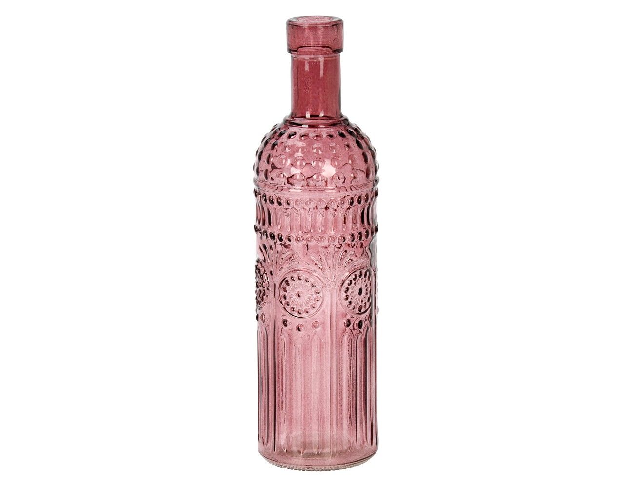 Декоративная ваза-бутыль БЕНЕЗЕТ, стекло, розовая, 25 см, Koopman International