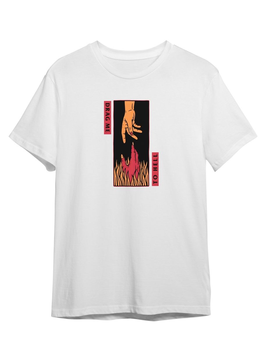 

Футболка унисекс СувенирShop Drag me to hell/Тащи меня в ад 1 белая 5XL, "Drag me to hell/Тащи меня в ад" 1