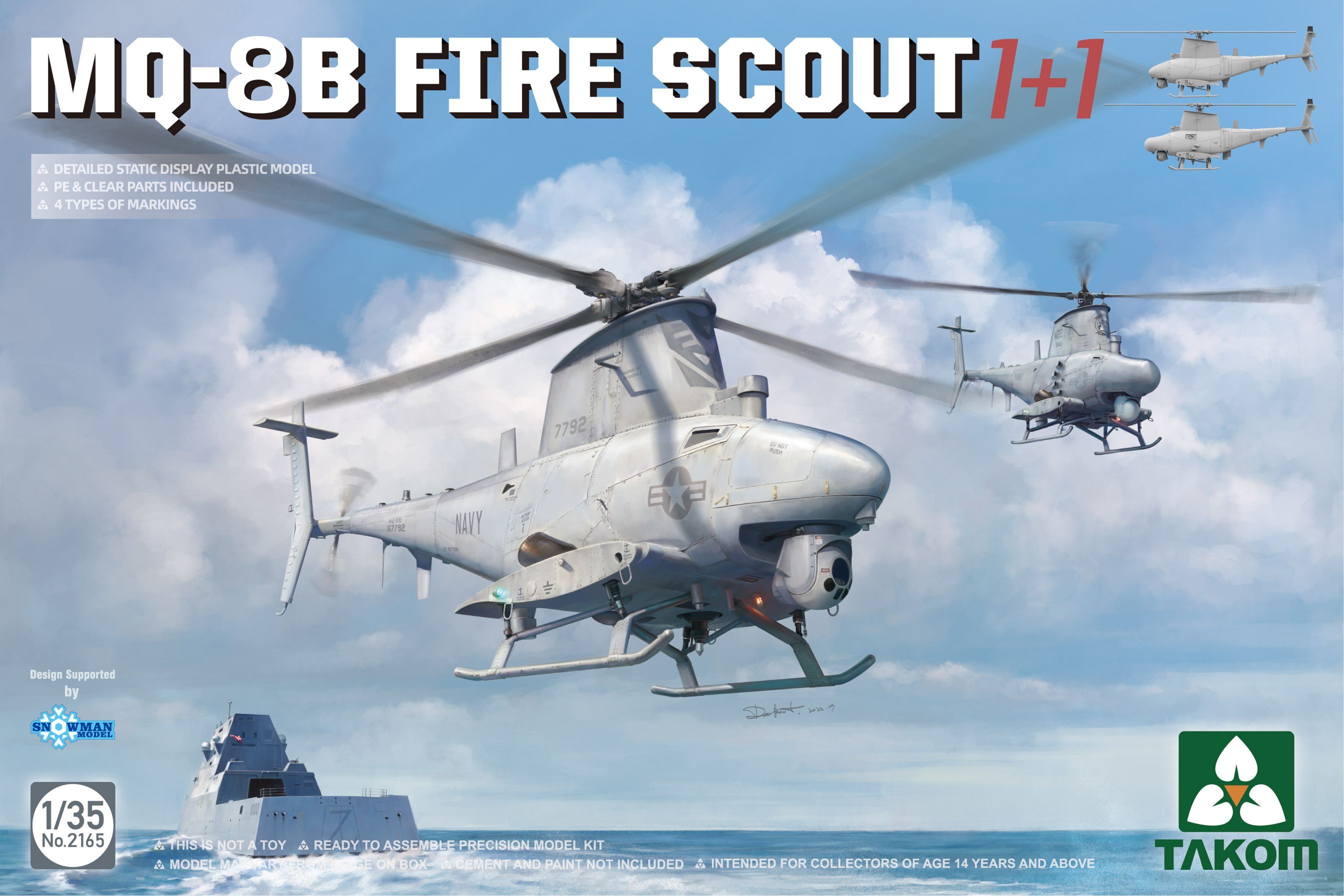 

Сборная модель Takom 1/35 Беспилотник MQ-8 Fire Scout (Две модели в наборе) 2165