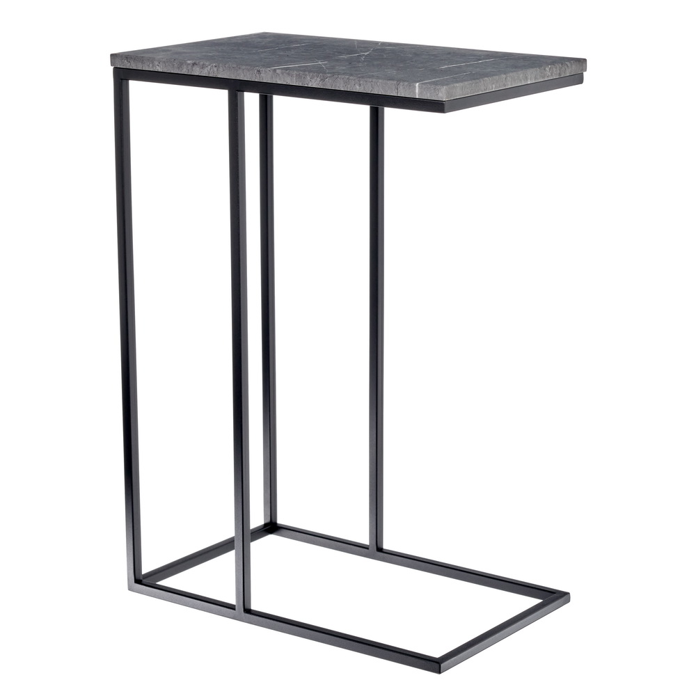 Придиванный столик BRADEXHOME Loft 50x30 см Серый мрамор/Черные ножки